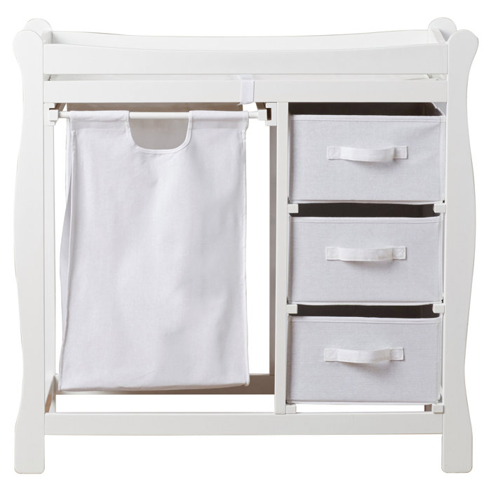 Harriet Bee Alexander Sleigh Style Baby Changing Table with 3 Baskets and Hamper & Reviews Wayfair